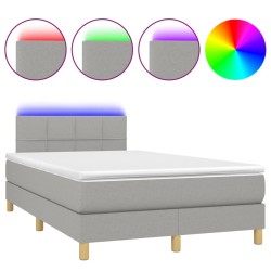 vidaXL Cama box spring con colchón y LED tela gris claro 120x190 cm