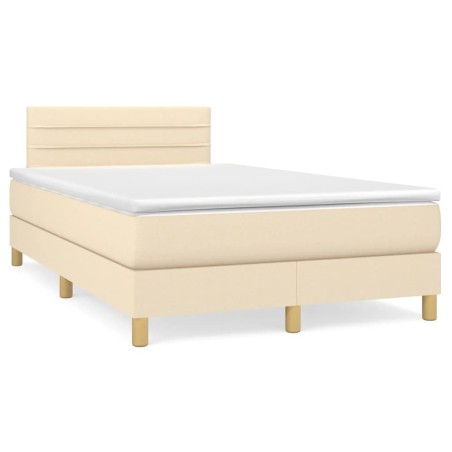 vidaXL Cama box spring con colchón tela color crema 120x190 cm