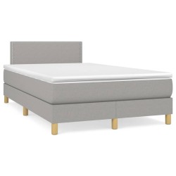 vidaXL Cama box spring con colchón tela gris claro 120x190 cm
