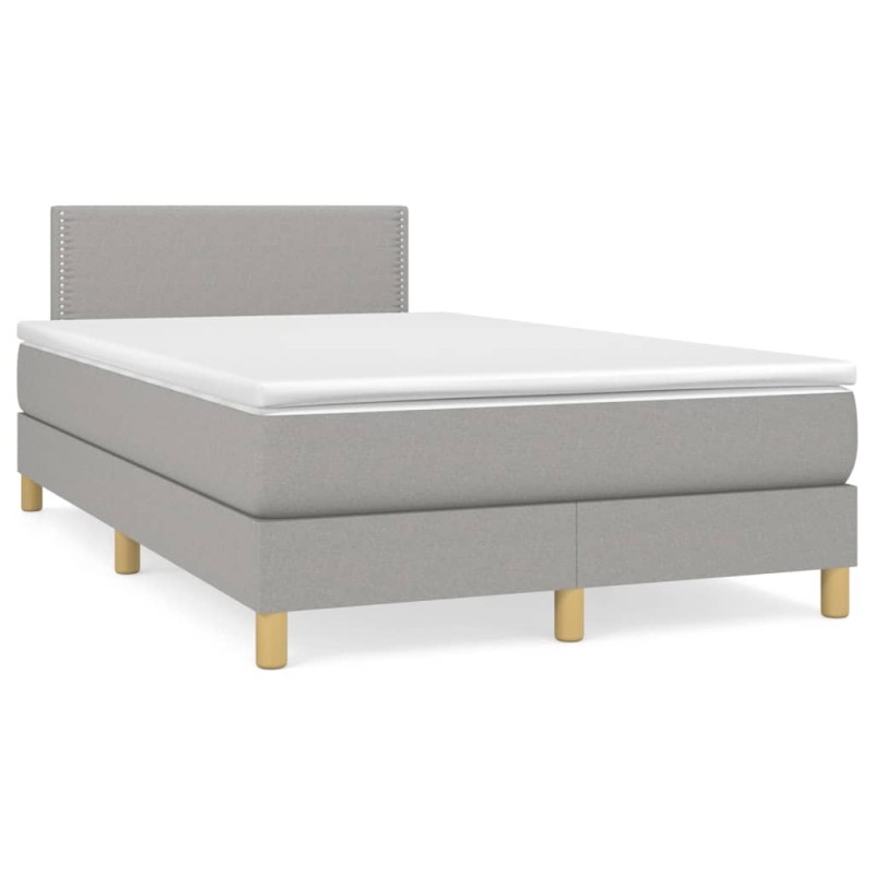 vidaXL Cama box spring con colchón tela gris claro 120x190 cm vidaXL Cama box spring con colchón tela gris claro 120x190 cm