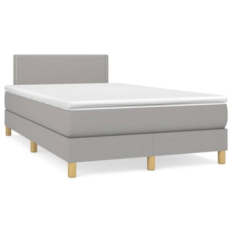 vidaXL Cama box spring con colchón tela gris claro 120x190 cm