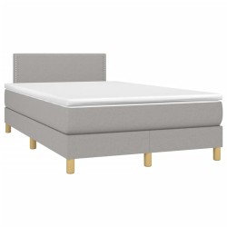 vidaXL Cama box spring con colchón tela gris claro 120x190 cm