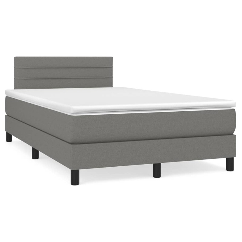 vidaXL Cama box spring con colchón tela gris oscuro 120x190 cm vidaXL Cama box spring con colchón tela gris oscuro 120x190 cm