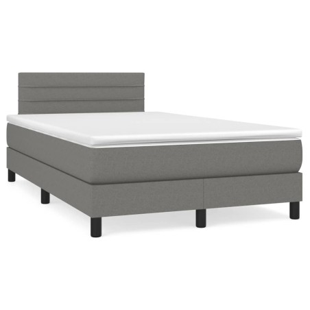 vidaXL Cama box spring con colchón tela gris oscuro 120x190 cm