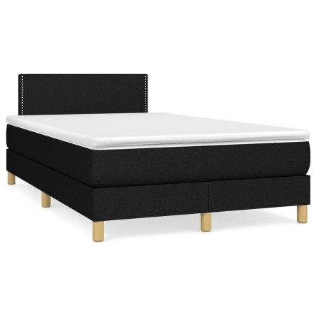 vidaXL Cama box spring con colchón tela negro 120x190 cm