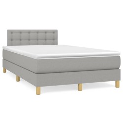 vidaXL Cama box spring con colchón tela gris claro 120x190 cm