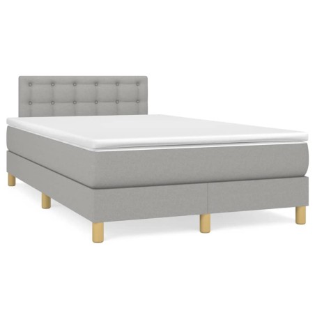 vidaXL Cama box spring con colchón tela gris claro 120x190 cm