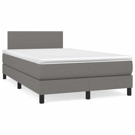 vidaXL Cama box spring con colchón tela gris oscuro 120x190 cm