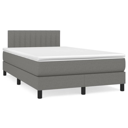 vidaXL Cama box spring con colchón tela gris oscuro 120x190 cm