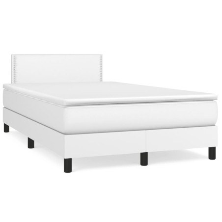 vidaXL Cama box spring con colchón cuero sintético blanco 120x190 cm