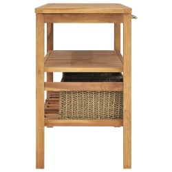 vidaXL Mueble de baño con 3 cestas madera maciza de teca 132x45x75 cm
