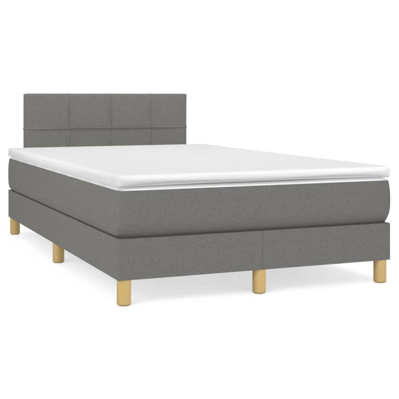 vidaXL Cama box spring con colchón tela gris oscuro 120x190 cm