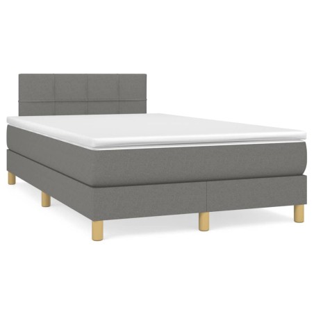 vidaXL Cama box spring con colchón tela gris oscuro 120x190 cm