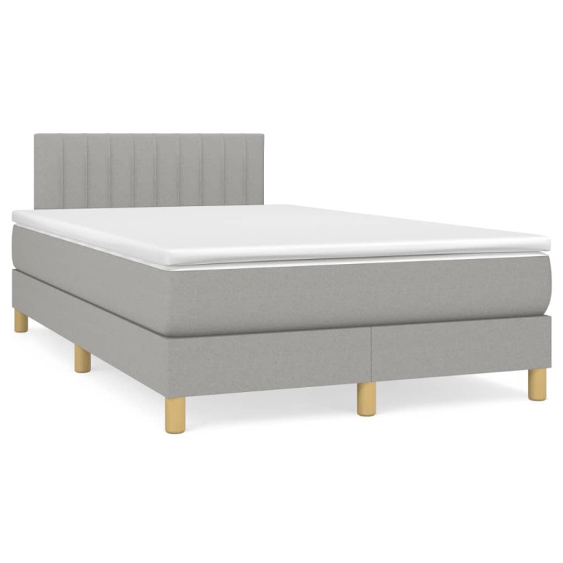 vidaXL Cama box spring con colchón tela gris claro 120x190 cm vidaXL Cama box spring con colchón tela gris claro 120x190 cm