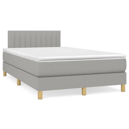 vidaXL Cama box spring con colchón tela gris claro 120x190 cm