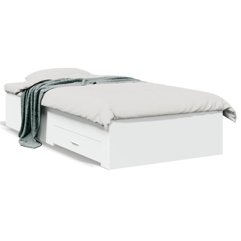 vidaXL Cama con cajones madera de ingeniería blanca 90x200 cm