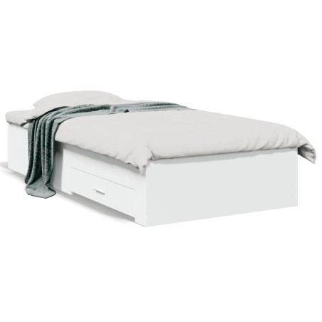 vidaXL Cama con cajones madera de ingeniería blanca 90x200 cm