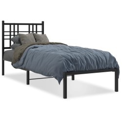 vidaXL Estructura de cama con cabecero metal negro 75x190 cm