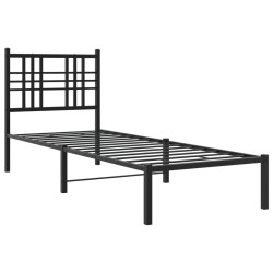 vidaXL Estructura de cama con cabecero metal negro 75x190 cm