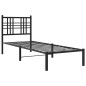 vidaXL Estructura de cama con cabecero metal negro 75x190 cm vidaXL Estructura de cama con cabecero metal negro 75x190 cm