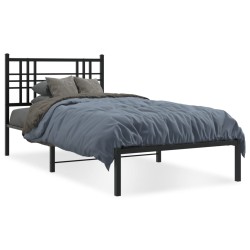 vidaXL Estructura de cama con cabecero metal negro 90x190 cm