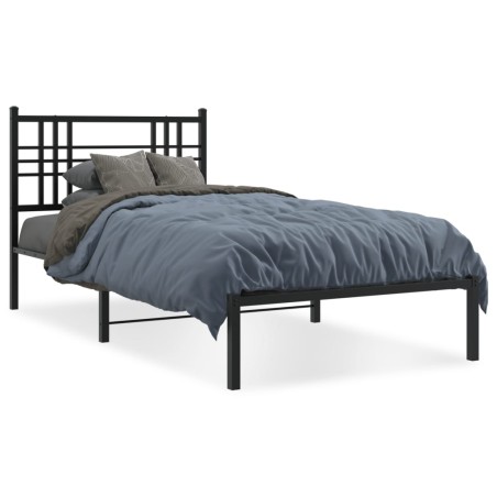 vidaXL Estructura de cama con cabecero metal negro 90x190 cm