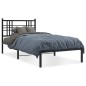 vidaXL Estructura de cama con cabecero metal negro 90x190 cm