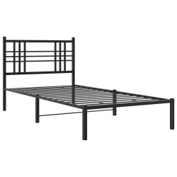 vidaXL Estructura de cama con cabecero metal negro 90x190 cm
