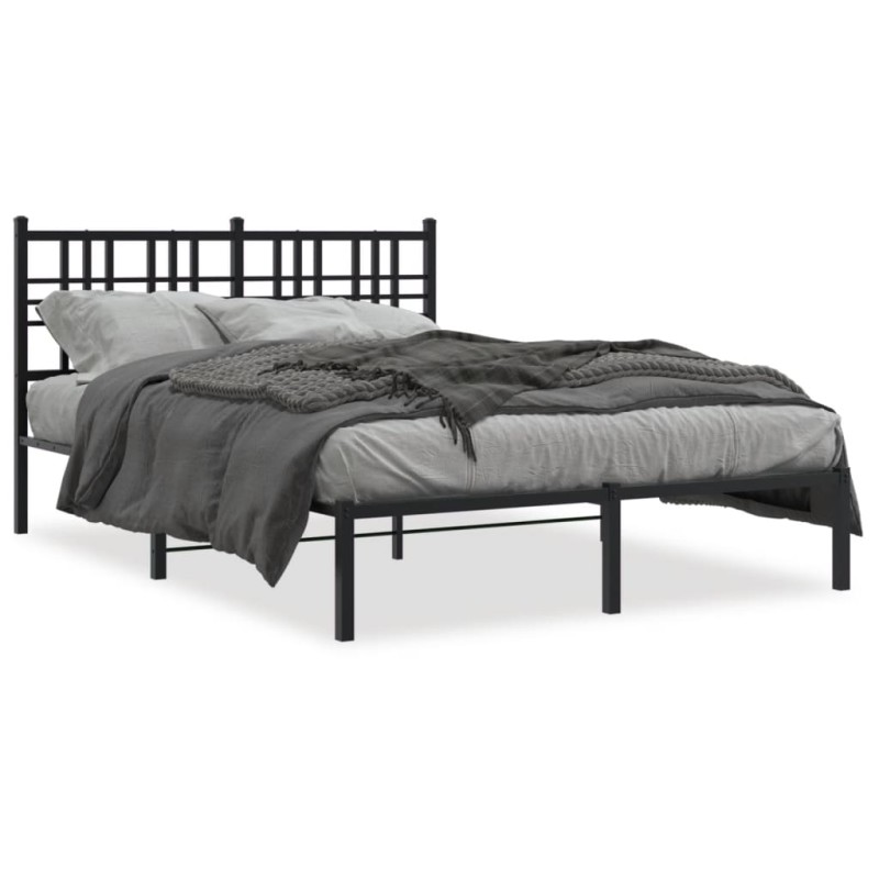 vidaXL Estructura de cama con cabecero metal negro 120x190 cm vidaXL Estructura de cama con cabecero metal negro 120x190 cm