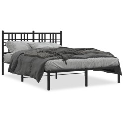 vidaXL Estructura de cama con cabecero metal negro 135x190 cm