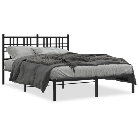 vidaXL Estructura de cama con cabecero metal negro 135x190 cm