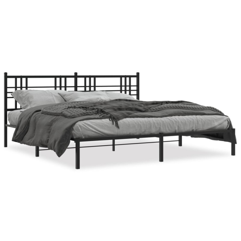 vidaXL Estructura de cama con cabecero metal negro 180x200 cm vidaXL Estructura de cama con cabecero metal negro 180x200 cm