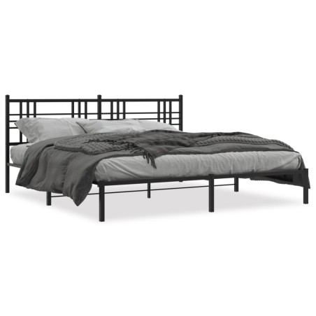 vidaXL Estructura de cama con cabecero metal negro 180x200 cm