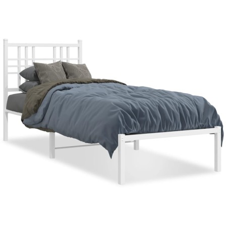 vidaXL Estructura de cama de metal con cabecero blanco 75x190 cm