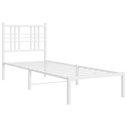 vidaXL Estructura de cama de metal con cabecero blanco 75x190 cm