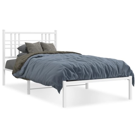vidaXL Estructura de cama de metal con cabecero blanco 100x200 cm