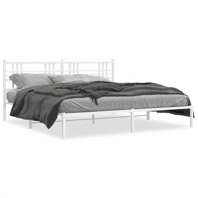 vidaXL Estructura de cama de metal con cabecero blanco 180x200 cm