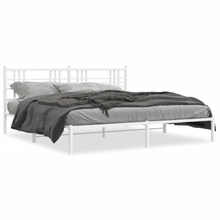 vidaXL Estructura de cama de metal con cabecero blanco 180x200 cm