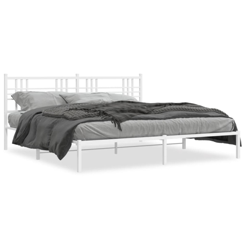 vidaXL Estructura de cama con cabecero metal blanca 200x200 cm vidaXL Estructura de cama con cabecero metal blanca 200x200 cm