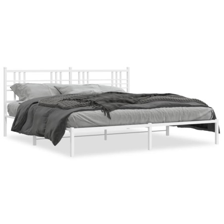 vidaXL Estructura de cama con cabecero metal blanca 200x200 cm