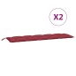 vidaXL Cojines de banco de jardín 2 uds rojo tinto 180x50x7 cm vidaXL Cojines de banco de jardín 2 uds rojo tinto 180x50x7 cm