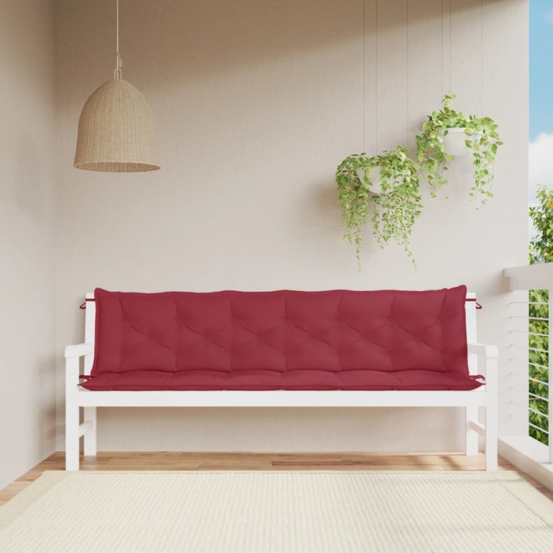 vidaXL Cojines de banco de jardín 2 uds rojo tinto 200x50x7 cm vidaXL Cojines de banco de jardín 2 uds rojo tinto 200x50x7 cm