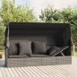 vidaXL Sofá tumbona de jardín con toldo cojines ratán sintético gris vidaXL Sofá tumbona de jardín con toldo cojines ratán sintético gris