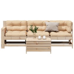 vidaXL Juego de muebles de jardín 4 pzas y cojines madera maciza pino