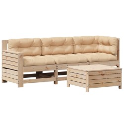vidaXL Juego de muebles de jardín 4 pzas y cojines madera maciza pino