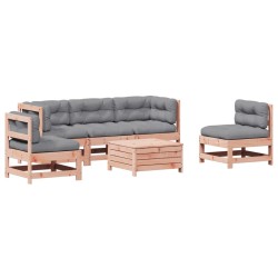 vidaXL Juego de muebles jardín 6 pzas y cojines madera abeto Douglas