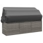 vidaXL Sofá tumbona de jardín con toldo cojines ratán sintético gris vidaXL Sofá tumbona de jardín con toldo cojines ratán sintético gris