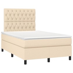 vidaXL Cama box spring con colchón tela color crema 120x190 cm