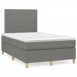 vidaXL Cama box spring con colchón tela gris oscuro 120x190 cm
