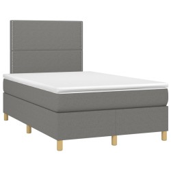 vidaXL Cama box spring con colchón tela gris oscuro 120x190 cm